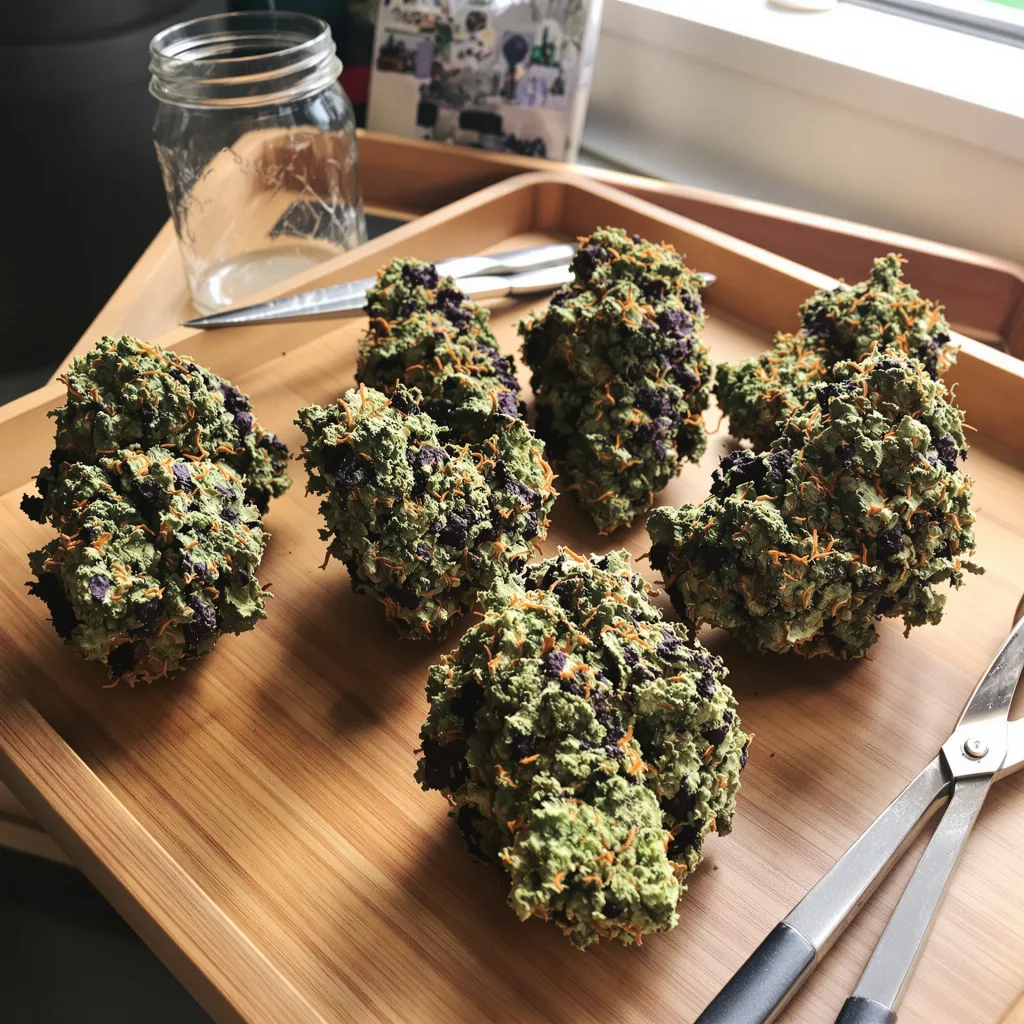 Honey Bananas 84% indica / 16% sativa — fleur avec trichomes visibles