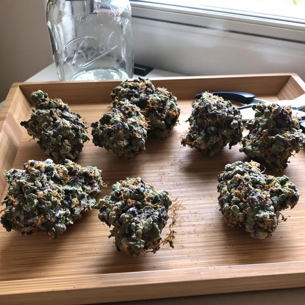 Hyper Critical 68% indica / 32% sativa — fleur avec trichomes visibles