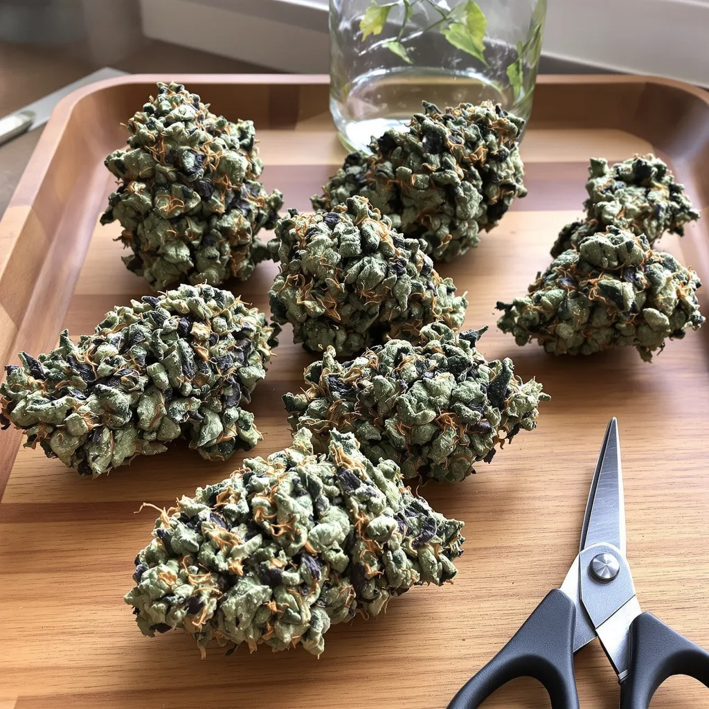 Hyper Critical 68% indica / 32% sativa — fleur avec trichomes visibles