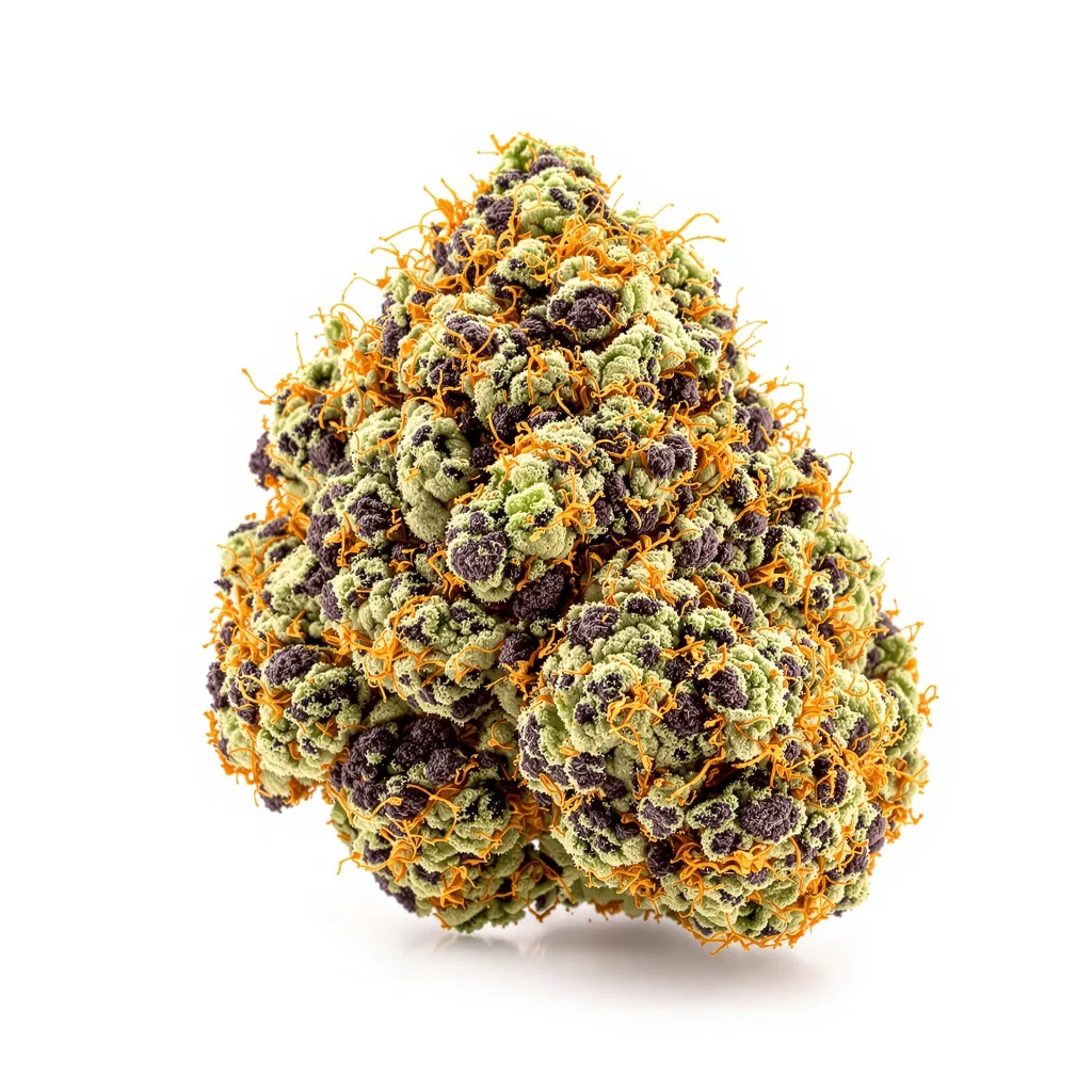 I-95 71% indica / 29% sativa — fleur avec trichomes visibles