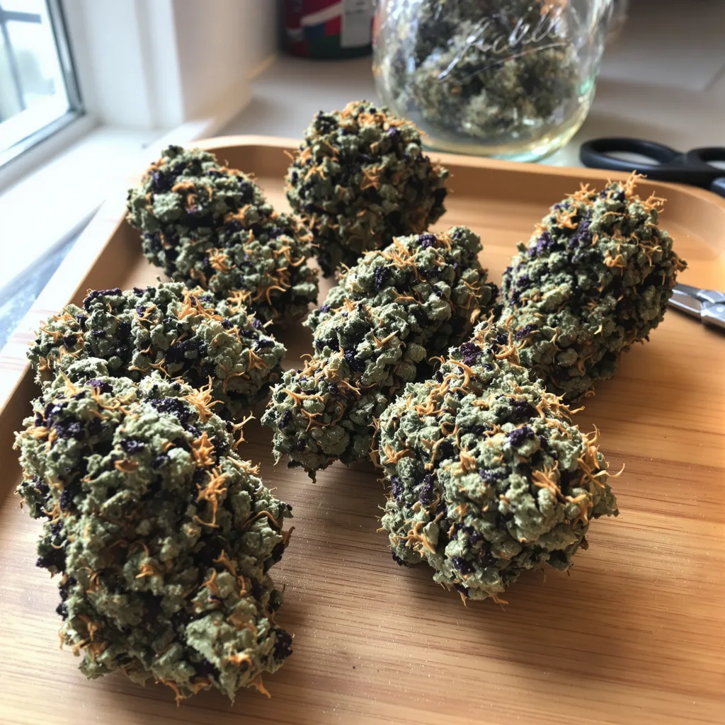 Ice Cream Cake 70% indica / 30% sativa — fleur avec trichomes visibles