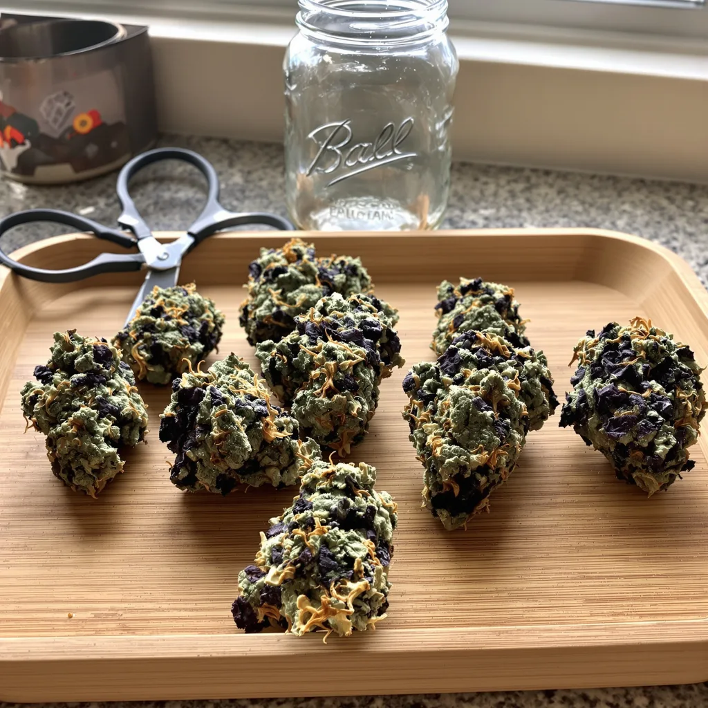 Iced Widow 67% indica / 33% sativa — fleur avec trichomes visibles