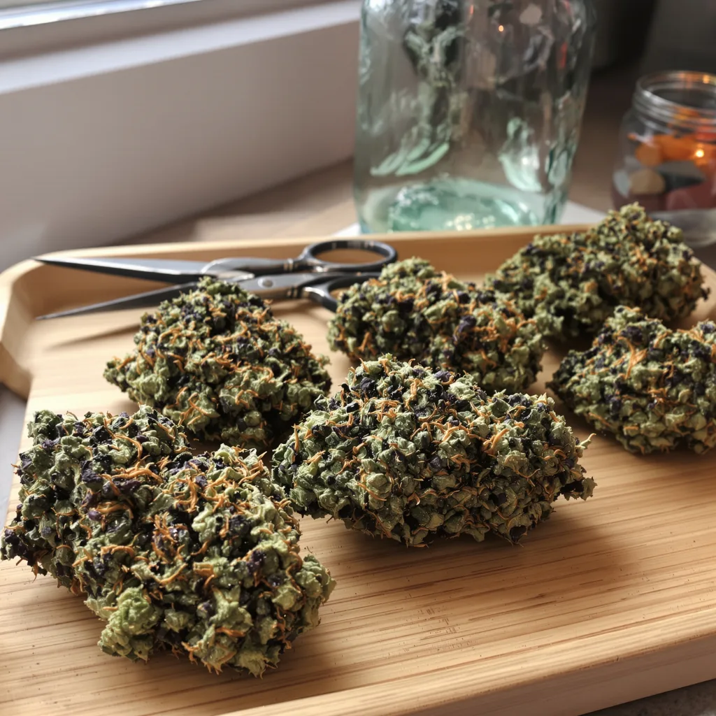 Illuminati OG 80% indica / 20% sativa — fleur avec trichomes visibles