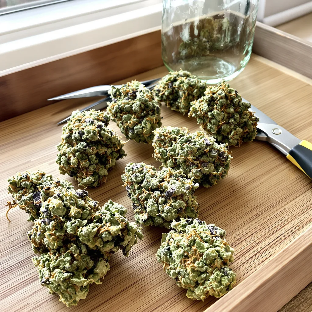 Incredible Bulk 39% indica / 61% sativa — fleur avec trichomes visibles