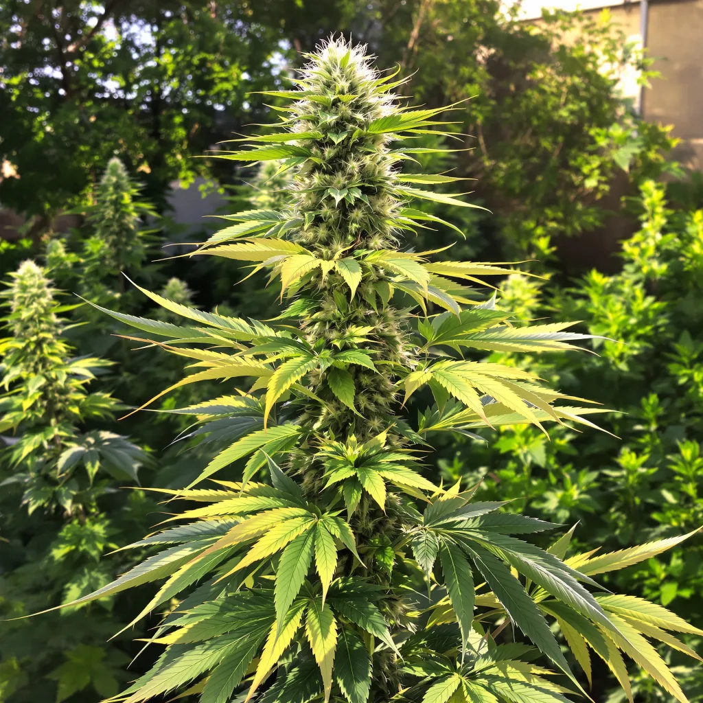 Industrial Plant 20% indica / 80% sativa — fleur avec trichomes visibles