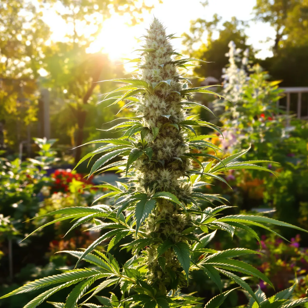 Iron Triangle 44% indica / 56% sativa — fleur avec trichomes visibles
