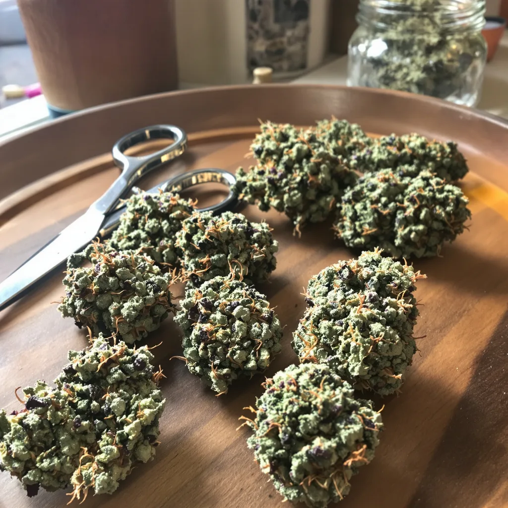 J1 40% indica / 60% sativa — fleur avec trichomes visibles