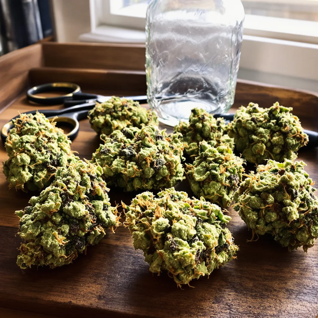 Jack Flash 60% indica / 40% sativa — fleur avec trichomes visibles