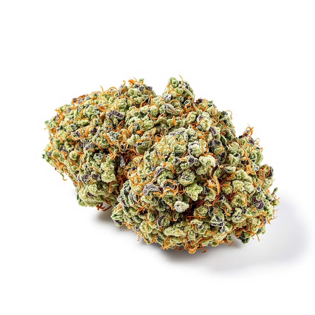 Jack Frost 50% indica / 50% sativa — fleur avec trichomes visibles