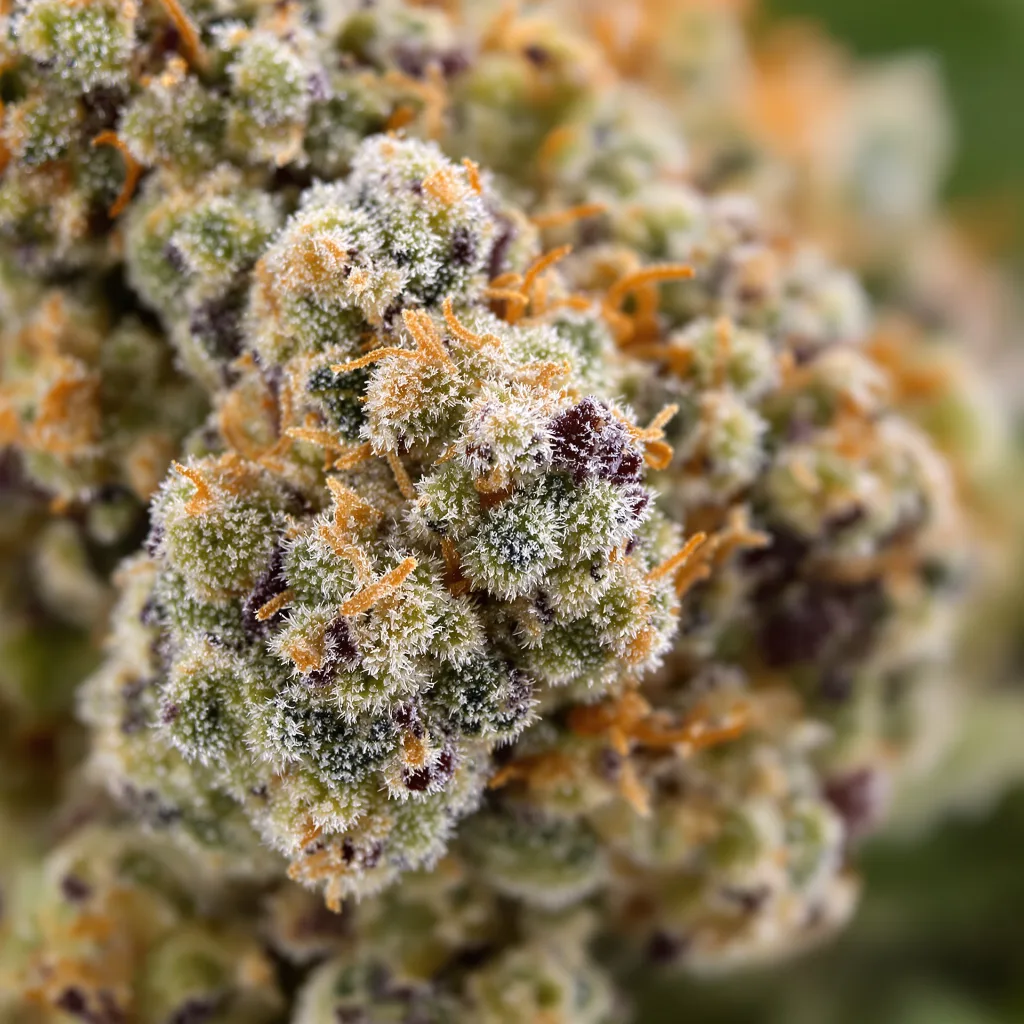 Gros plan de fleur de cannabis Jane Doe montrant nugs denses vert forêt