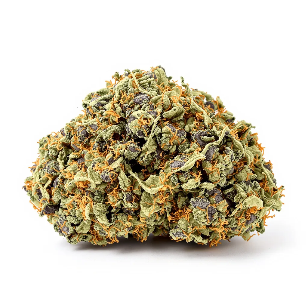 Jawa Pie 73% indica / 27% sativa — fleur avec trichomes visibles