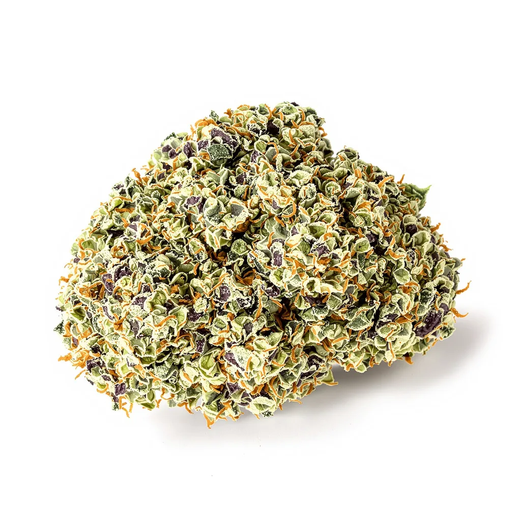 Jean Guy 40% indica / 60% sativa — fleur avec trichomes visibles