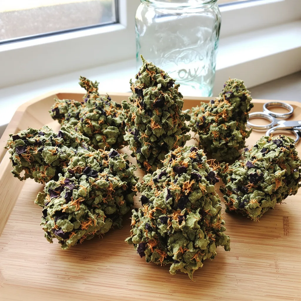 Jedi Cookies 72% indica / 28% sativa — fleur avec trichomes visibles