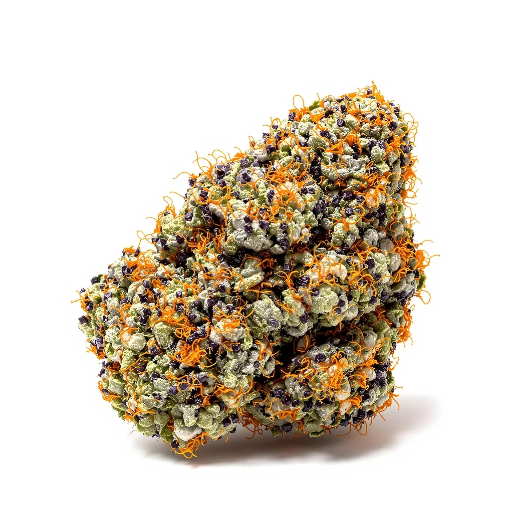 Jedi Cookies 72% indica / 28% sativa — fleur avec trichomes visibles