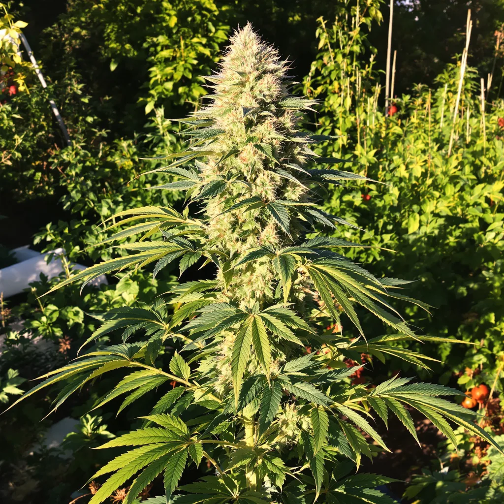 Jesus Juice 54% indica / 46% sativa — fleur avec trichomes visibles