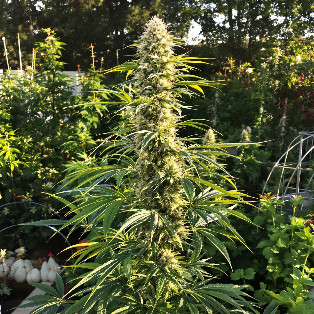 Jesus OG 30% indica / 70% sativa — fleur avec trichomes visibles