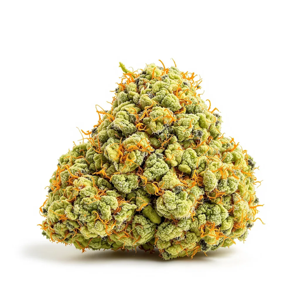 Jet Fuel 30% indica / 70% sativa — fleur avec trichomes visibles