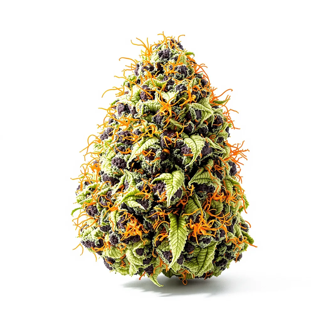 Josh D OG 76% indica / 24% sativa — fleur avec trichomes visibles