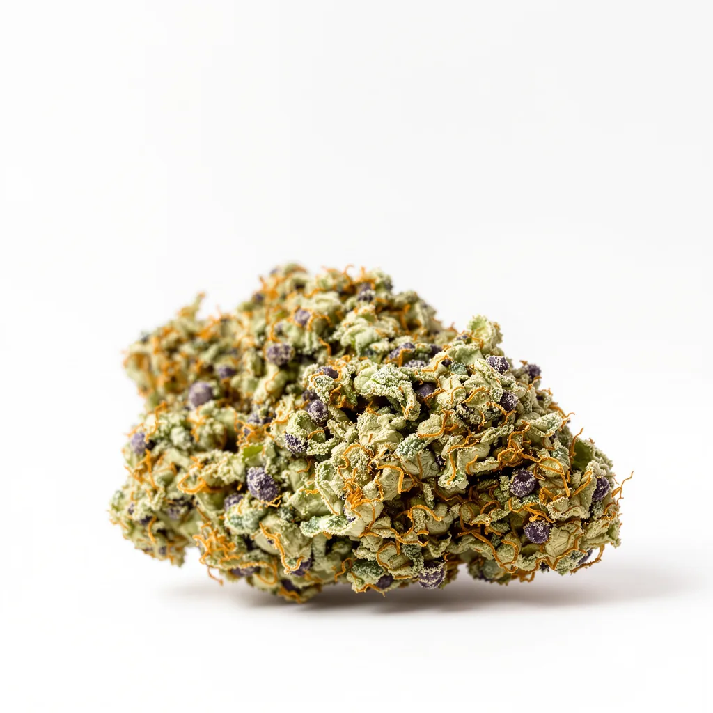 Jungle Lava 63% indica / 37% sativa — fleur avec trichomes visibles