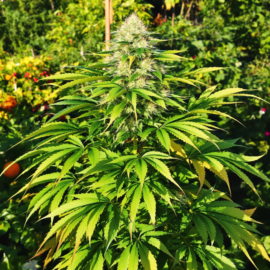 K-Train 69% indica / 31% sativa — fleur avec trichomes visibles