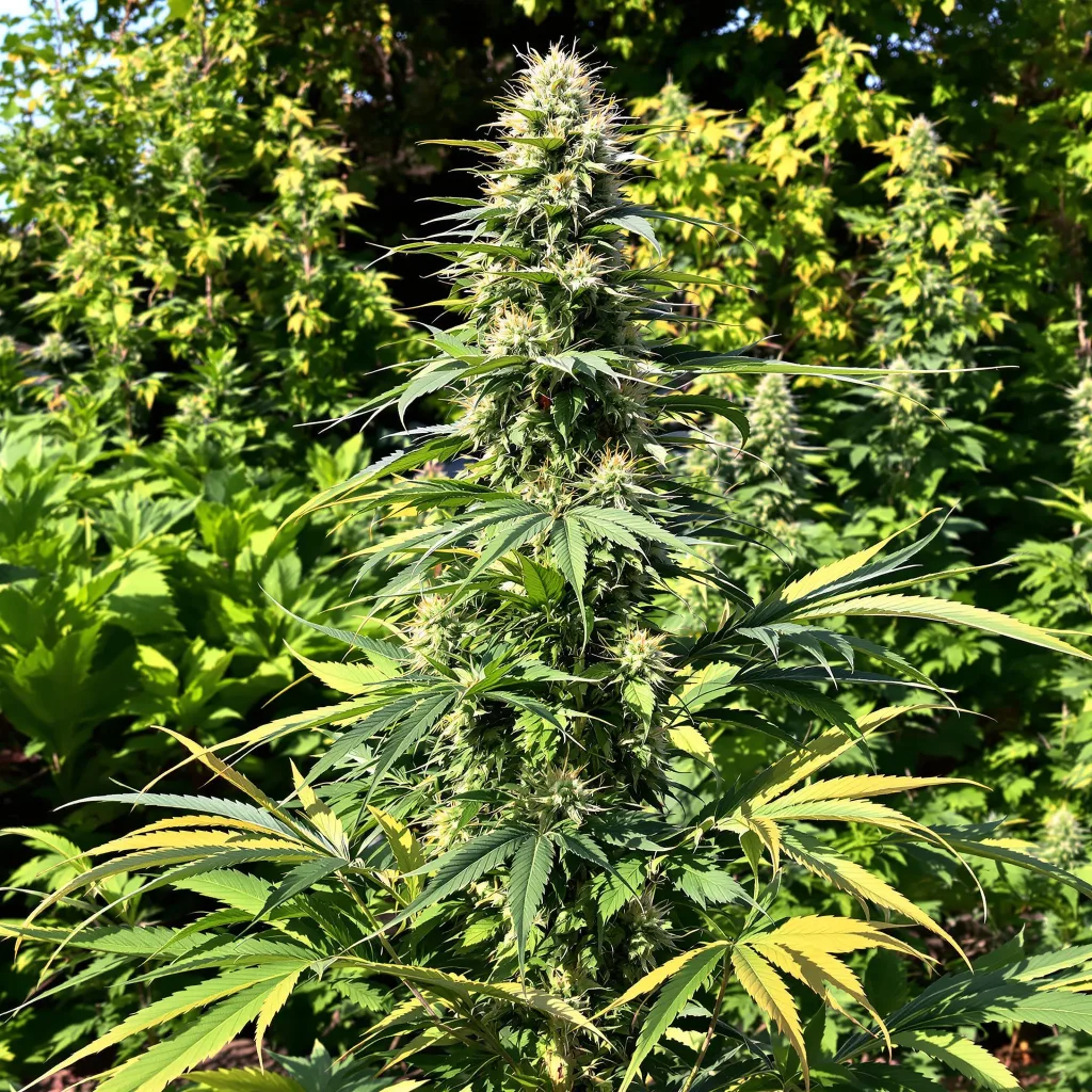 Kahuna 14% indica / 86% sativa — fleur avec trichomes visibles