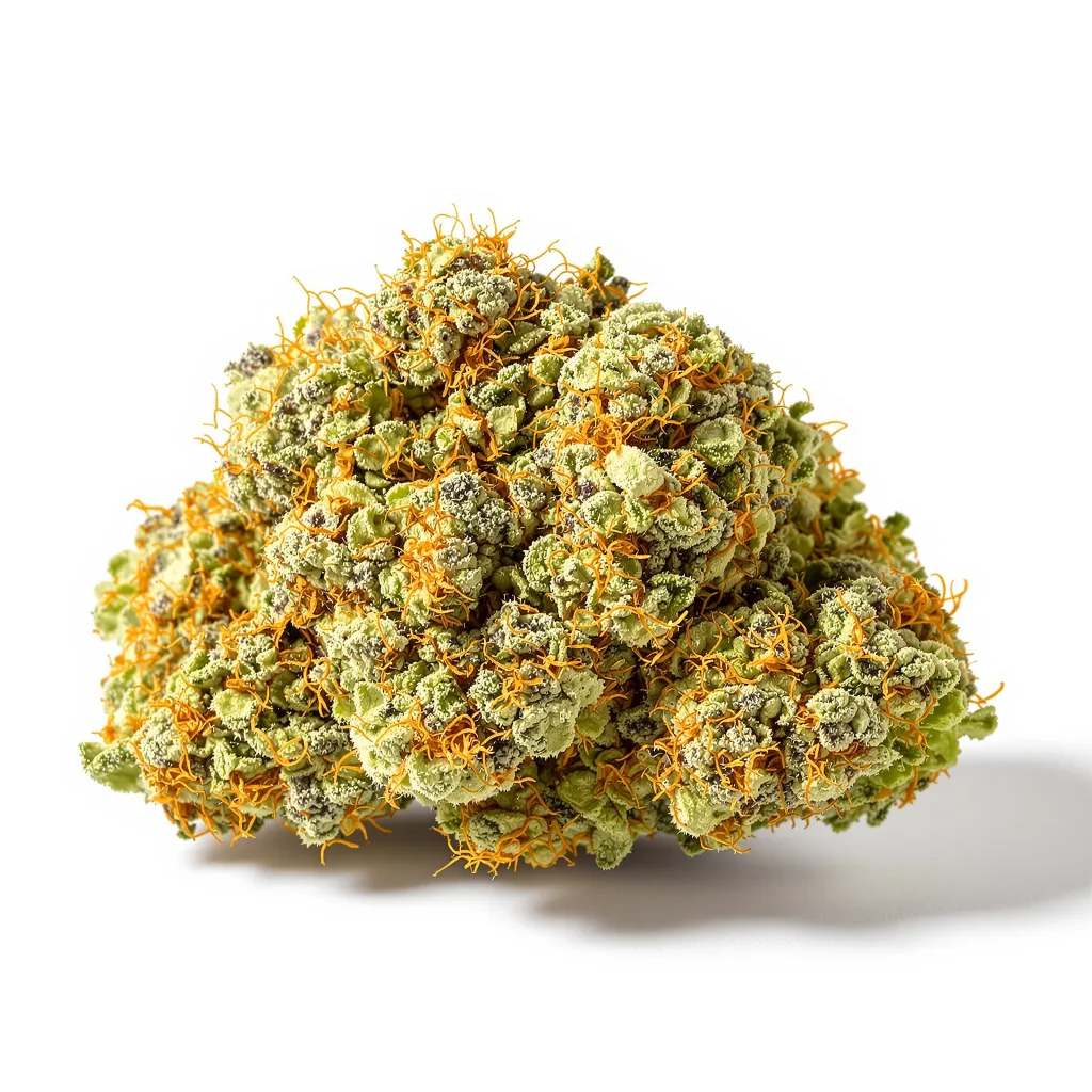Kahuna 14% indica / 86% sativa — fleur avec trichomes visibles