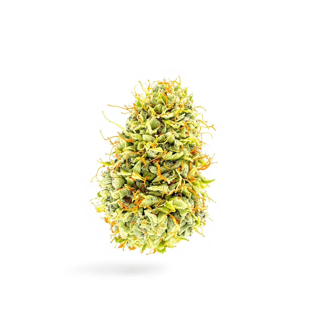 Kahuna 14% indica / 86% sativa — fleur avec trichomes visibles