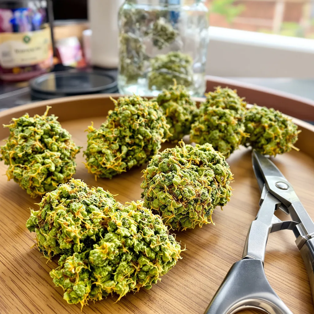 Kali Dog 17% indica / 83% sativa — fleur avec trichomes visibles