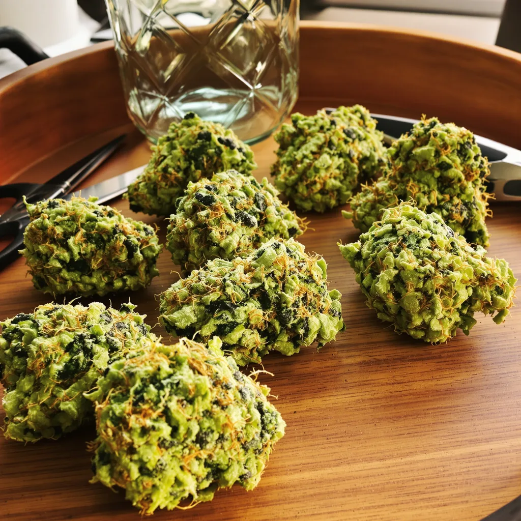 Kali Dog 17% indica / 83% sativa — fleur avec trichomes visibles