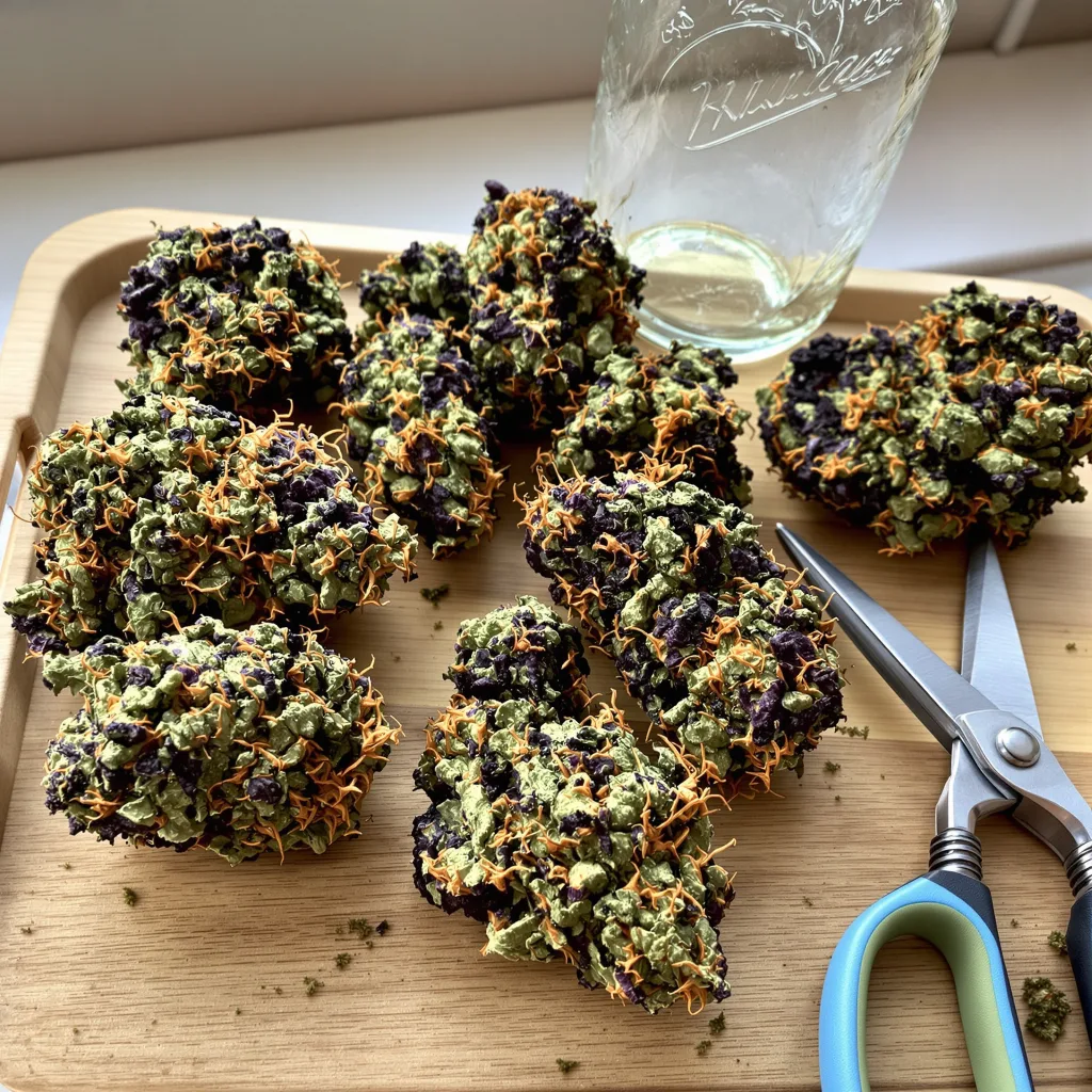 Katsu Kush 84% indica / 16% sativa — fleur avec trichomes visibles
