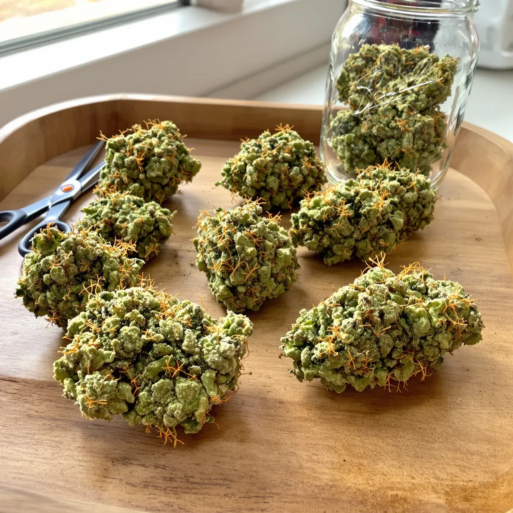 KC 33 12% indica / 88% sativa — fleur avec trichomes visibles