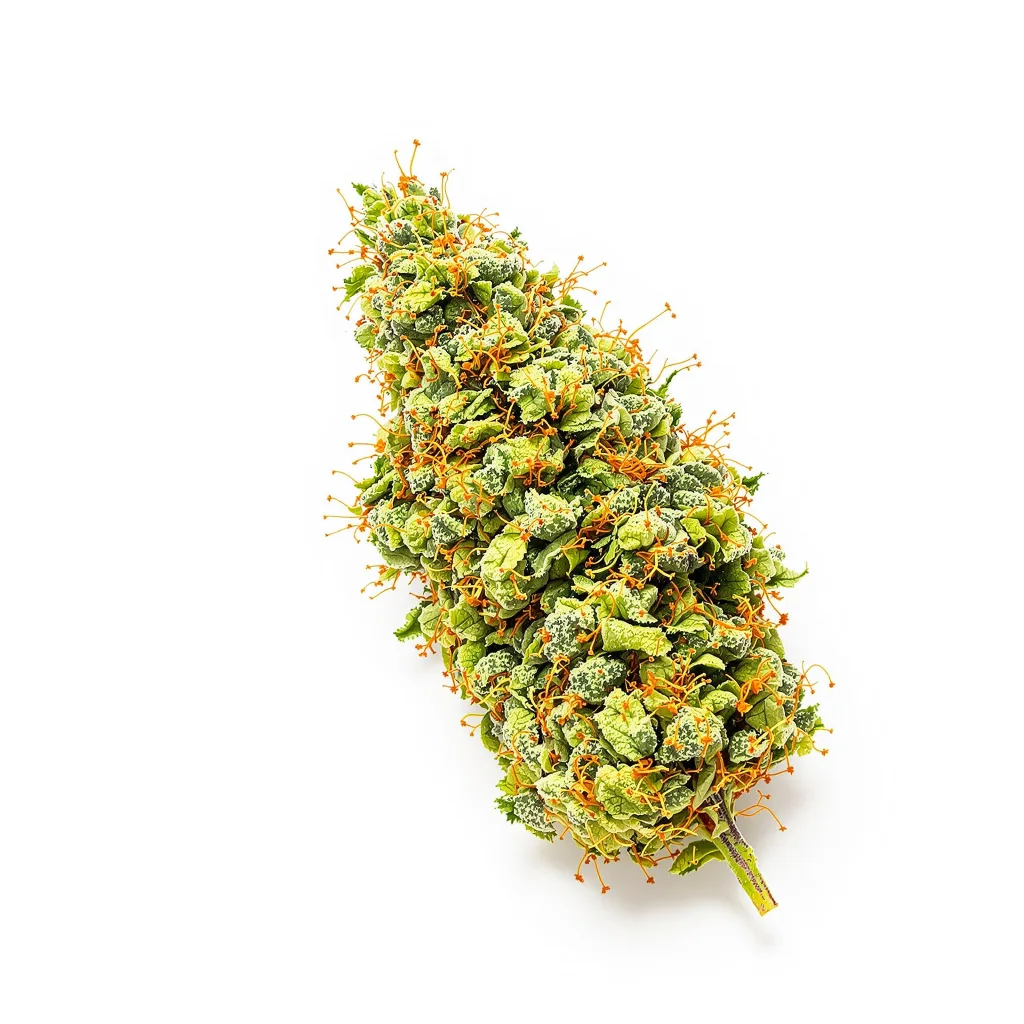 Key Lime Pie 25% indica / 75% sativa — fleur avec trichomes visibles