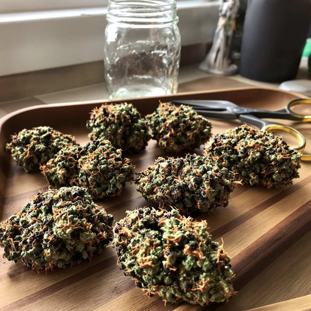 Khalifa Kush 75% indica / 25% sativa — fleur avec trichomes visibles
