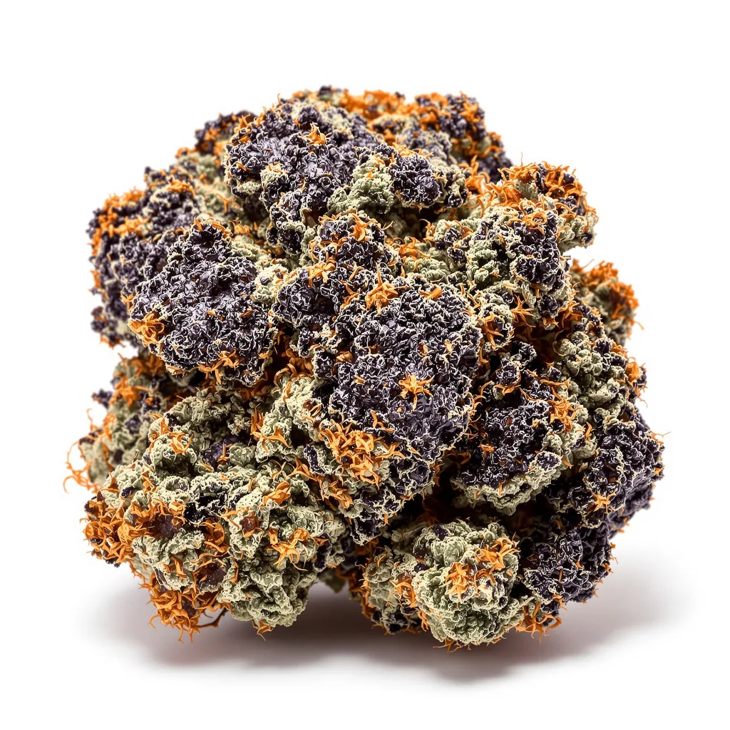 Khufu 74% indica / 26% sativa — fleur avec trichomes visibles