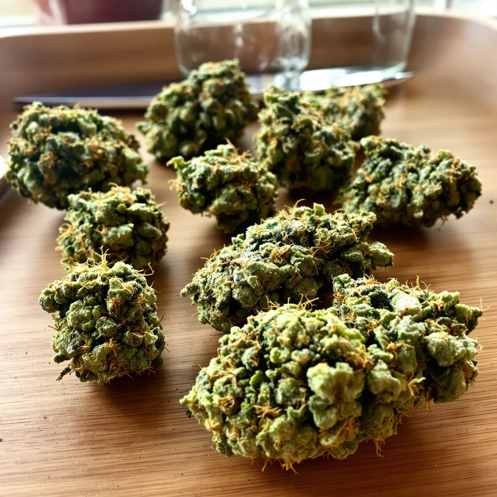 Kilimanjaro 30% indica / 70% sativa — fleur avec trichomes visibles