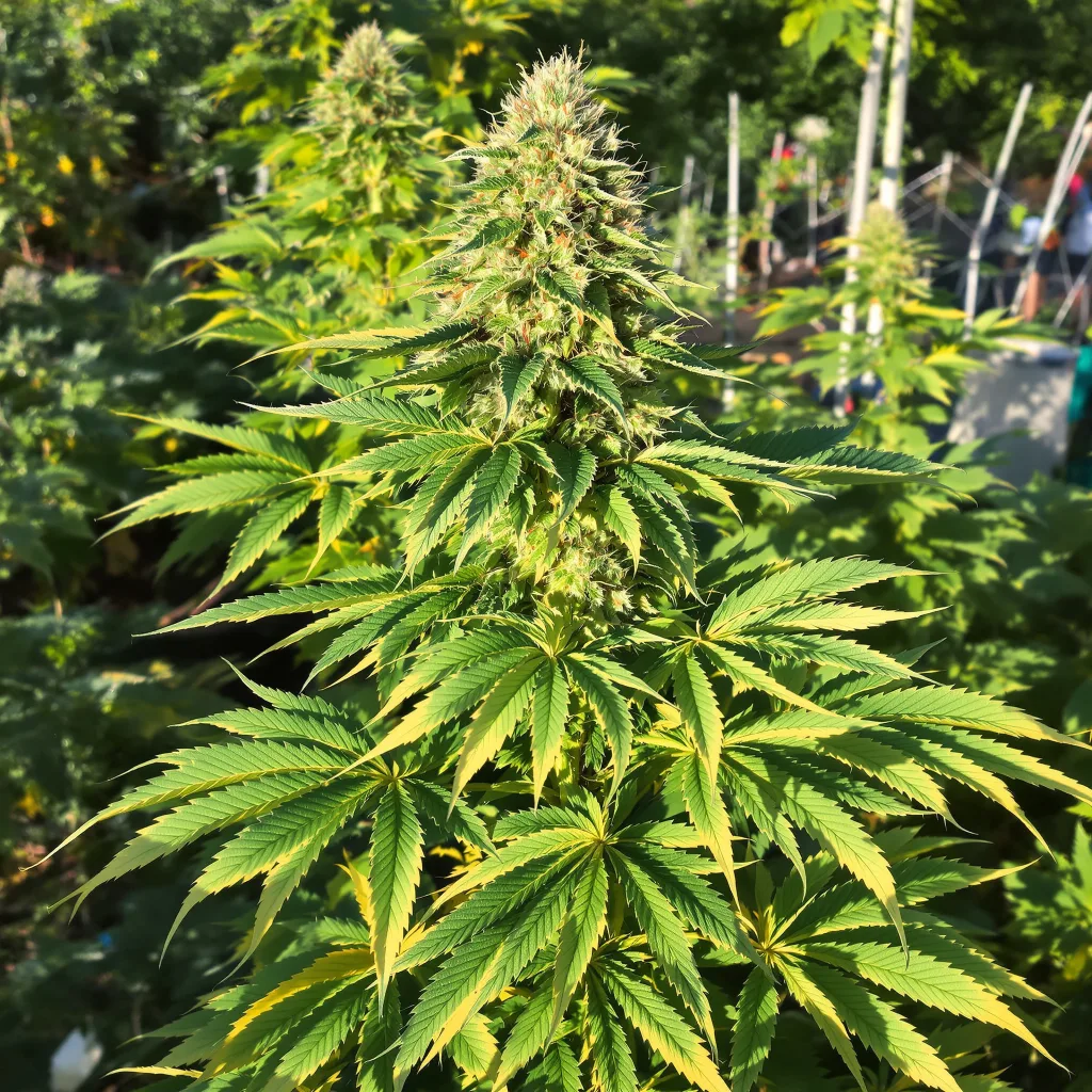 Killer Grape 86% indica / 14% sativa — fleur avec trichomes visibles