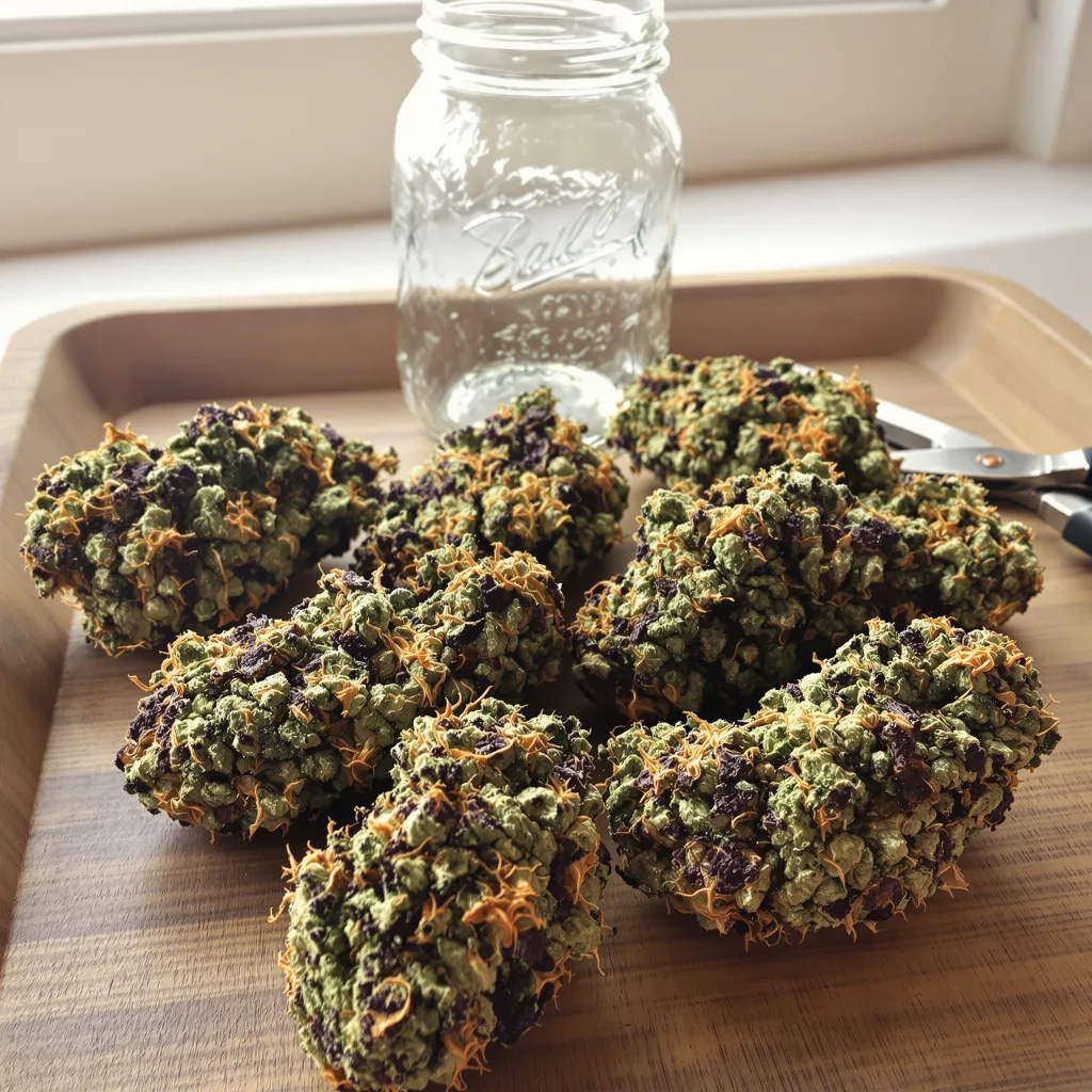King Louis XIII 70% indica / 30% sativa — fleur avec trichomes visibles