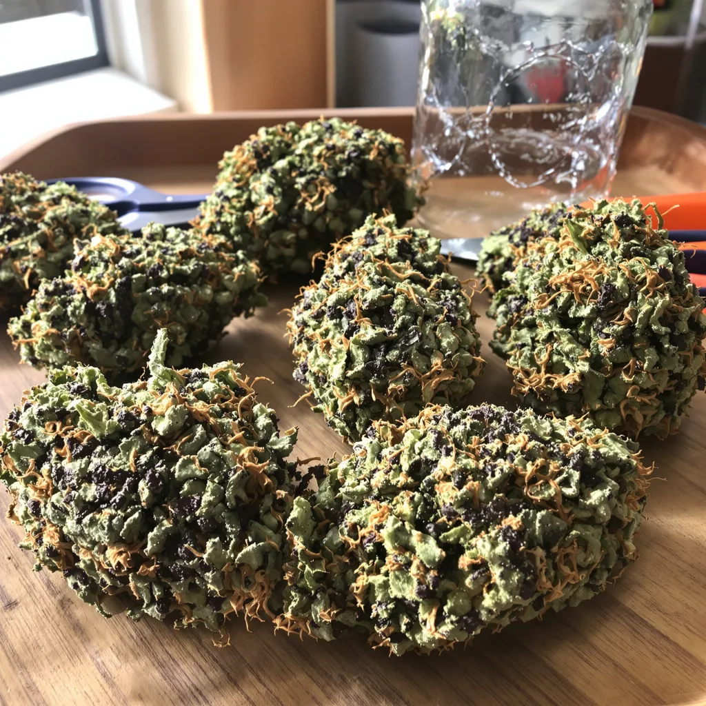 King’s Kush 75% indica / 25% sativa — fleur avec trichomes visibles