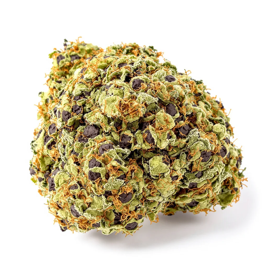 King’s Kush 75% indica / 25% sativa — fleur avec trichomes visibles