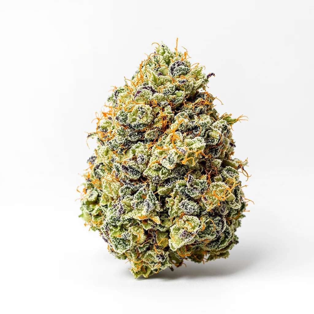 Kiss 44% indica / 56% sativa — fleur avec trichomes visibles