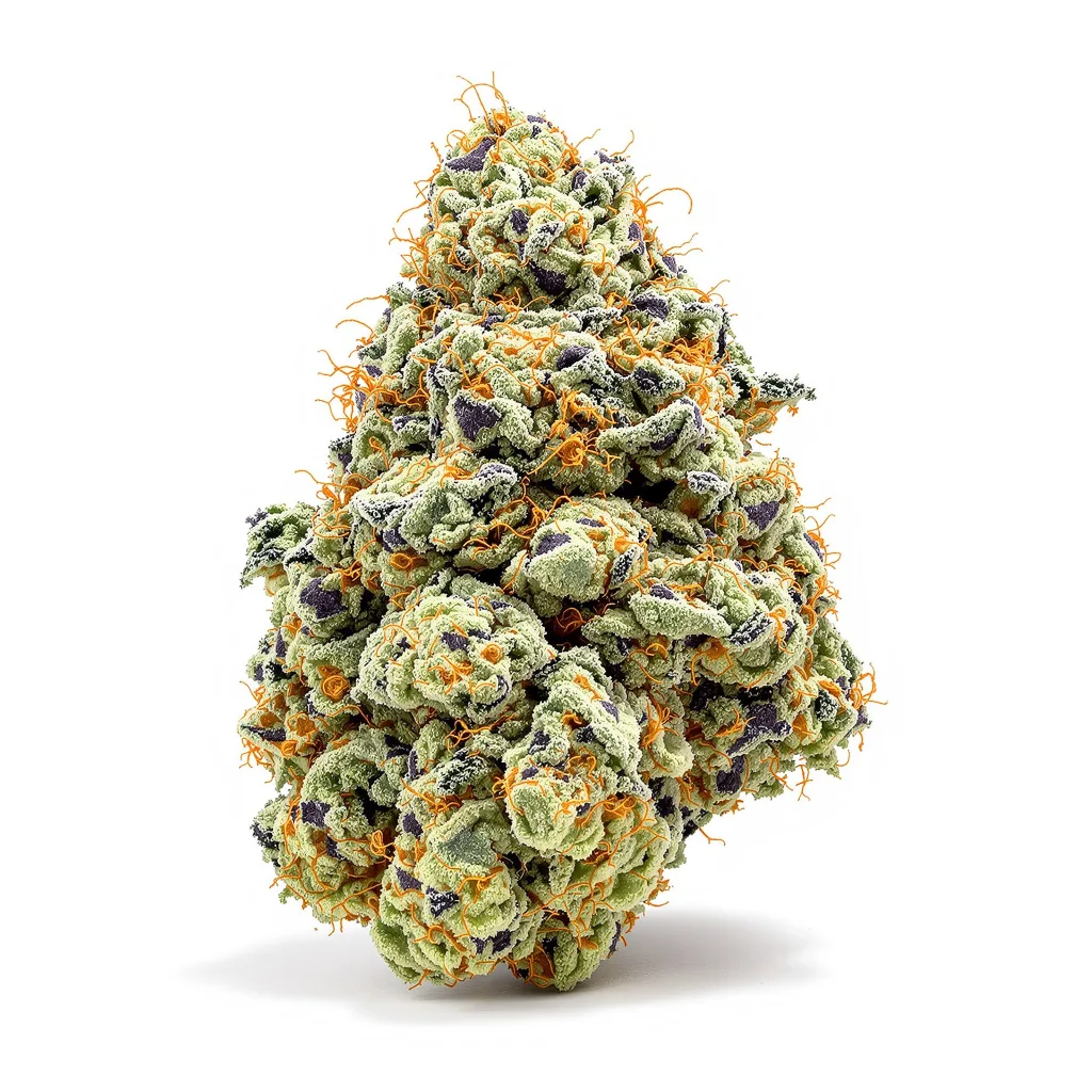 Kobain Kush 61% indica / 39% sativa — fleur avec trichomes visibles