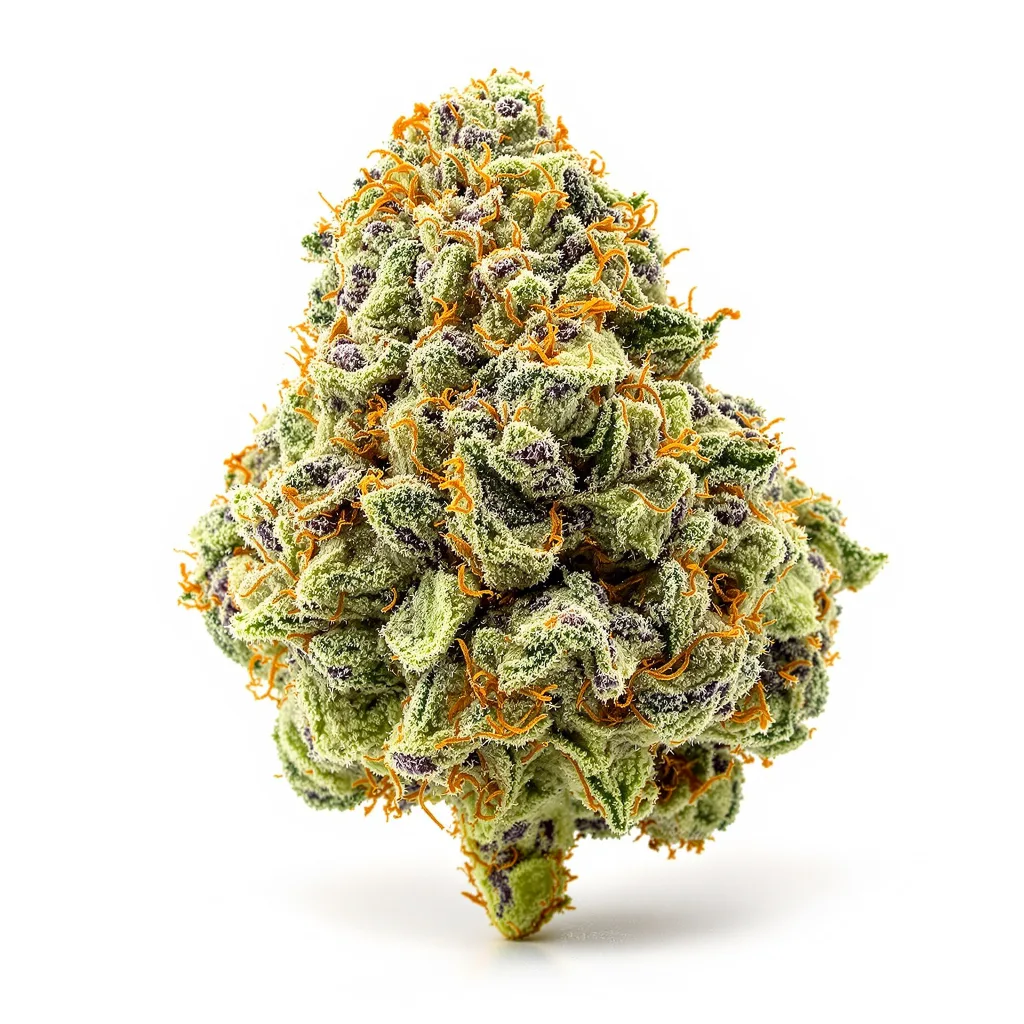Kraken 44% indica / 56% sativa — fleur avec trichomes visibles