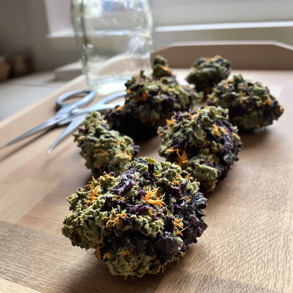 Krishna Kush 80% indica / 20% sativa — fleur avec trichomes visibles