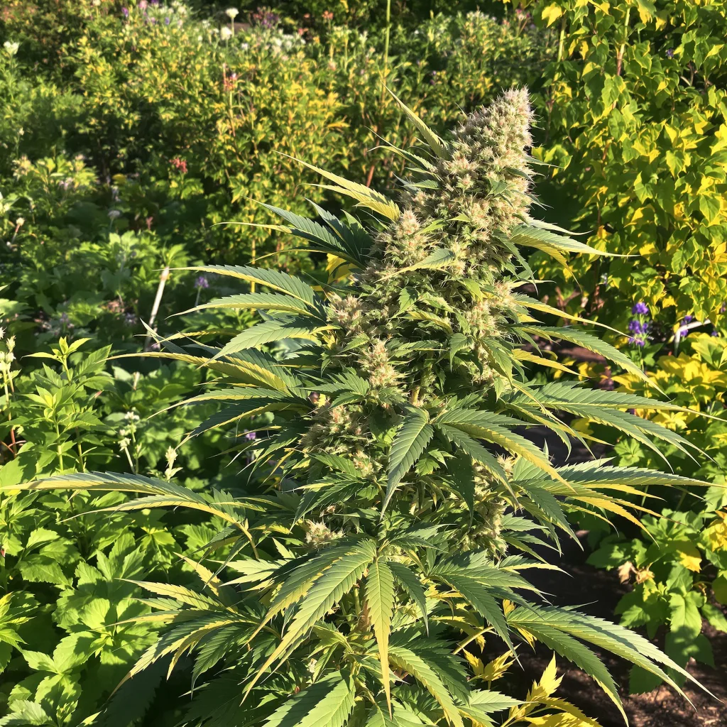 Kush Mints 50% indica / 50% sativa — fleur avec trichomes visibles