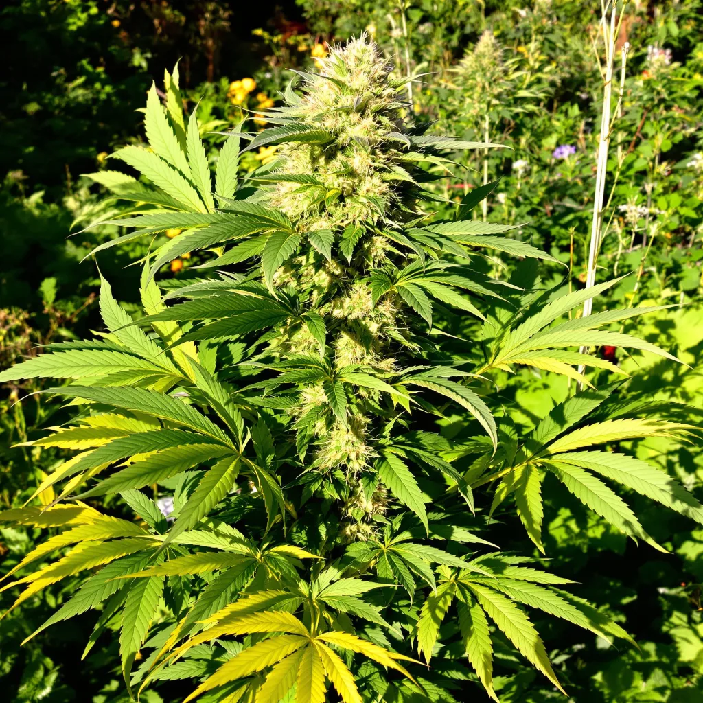 Kush XL 68% indica / 32% sativa — fleur avec trichomes visibles