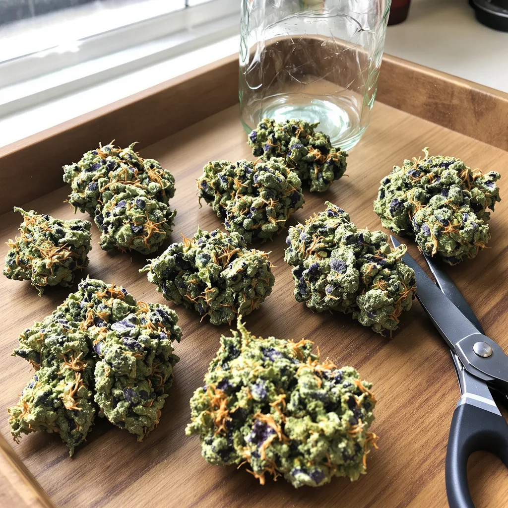 L.A. Sunshine 60% indica / 40% sativa — fleur avec trichomes visibles