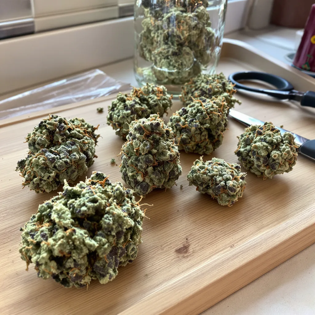 L.A. Sunshine 60% indica / 40% sativa — fleur avec trichomes visibles