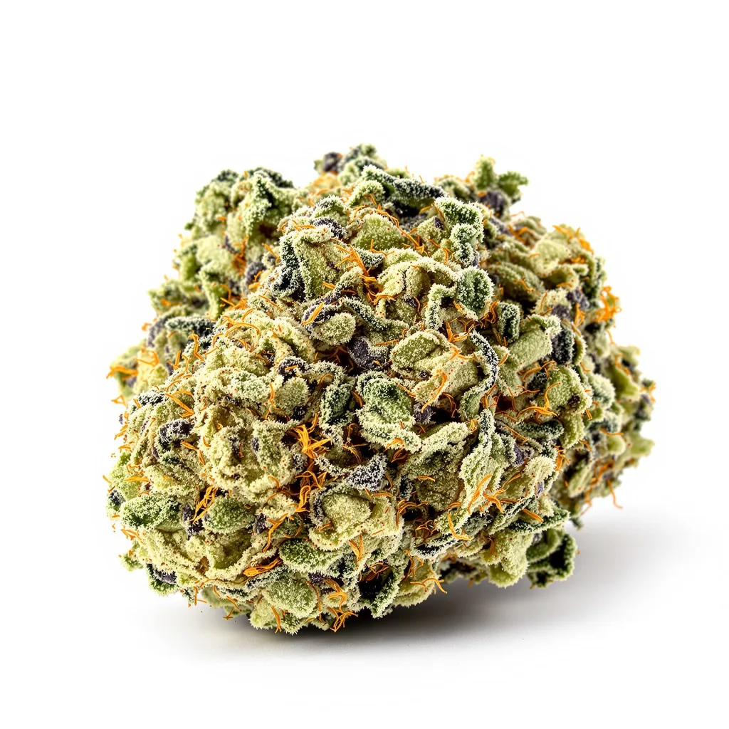 L.A. Sunshine 60% indica / 40% sativa — fleur avec trichomes visibles