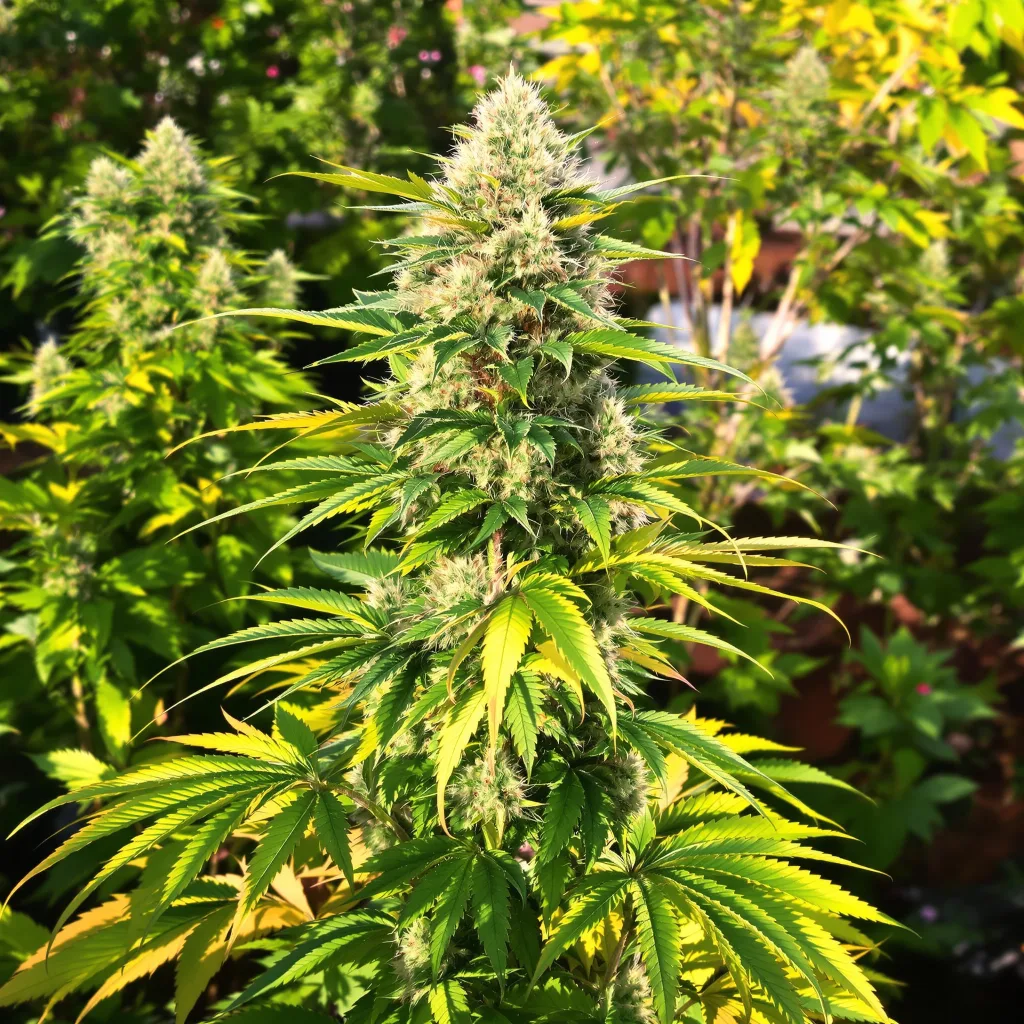 LA Confidential 50% indica / 50% sativa — fleur avec trichomes visibles