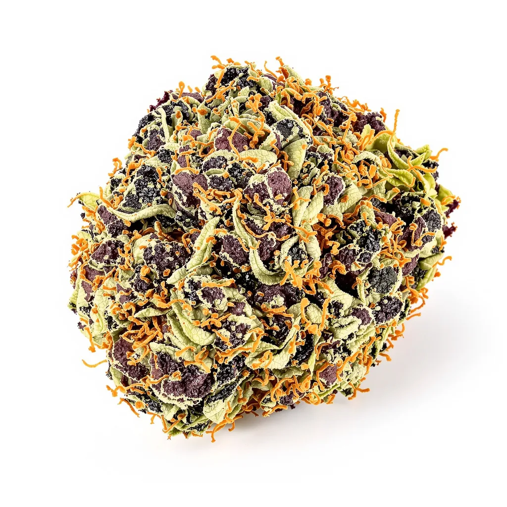 LA Ultra 72% indica / 28% sativa — fleur avec trichomes visibles